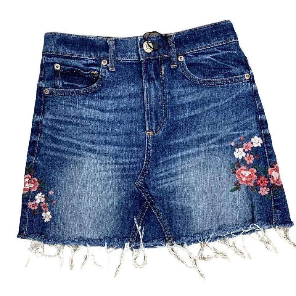 Express Denim Mini Skirt 0 Med Wash 5 Pocket